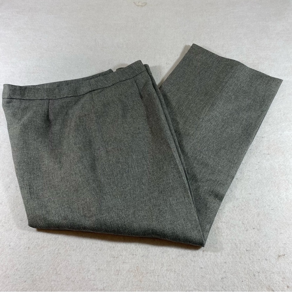 Wide leg Dress Suit Pants Fully lined Side Zipper pockets Gray Woman’s Slacks 16